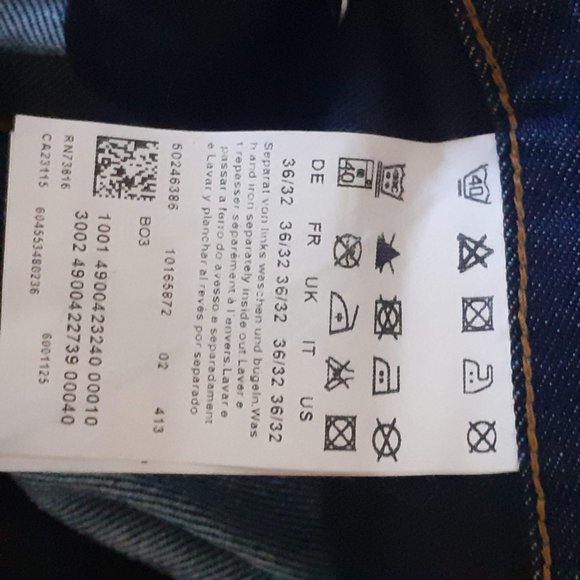 BOSS ORANGE BO3 STRAIGHT LEG JEANS DARK INDIGO BLUE 36"men=16"women, measured - Picture 7 of 11